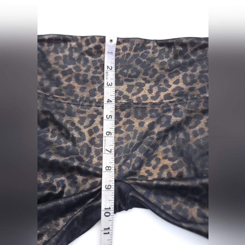 Spanx Faux Leather Leopard Animal Print Leggings Brown Metallic Size Small - Picture 7 of 8